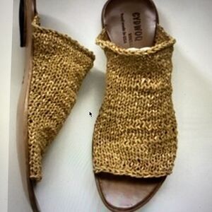 CYDWOQ Arcana Flat Sandal Leather Knit Handmade in USA EU 37 US 6.5-7 Rust NEW